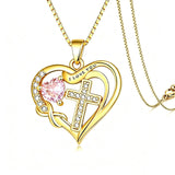 14K Gold Plated Heart Birthstone Infinity Cross Butterfly Necklace for Women