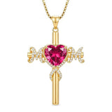 14K Gold Plated  Birthstone Cross Necklace  Pendant Necklace Mother's Day Birthday Gifts for Women