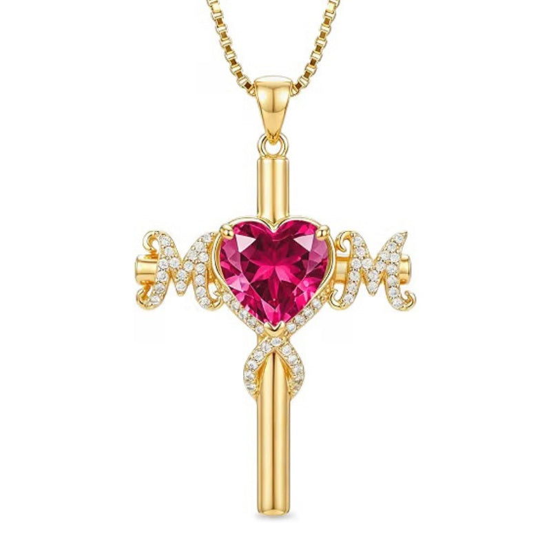 14K Gold Plated  Birthstone Cross Necklace  Pendant Necklace Mother's Day Birthday Gifts for Women