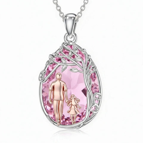 Sterling Silver Crystal Father Daughter Pendant Necklace from Dad  I Love You Forever Jewelry