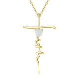 Cross Faith Heart 14K Gold Plated  Birthstone Necklaces for Women