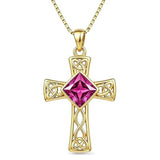 14K Gold Plated  Birthstone Cross Necklace  Pendant Necklace Mother's Day Birthday Gifts for Women