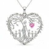 Sterling Silver Heart Pendant Birthstone Tree of Life Mother Child Family Necklace