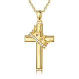 14K Gold Plated Birthstone Infinity  Cross Pendant NecklaceJewelry for Women