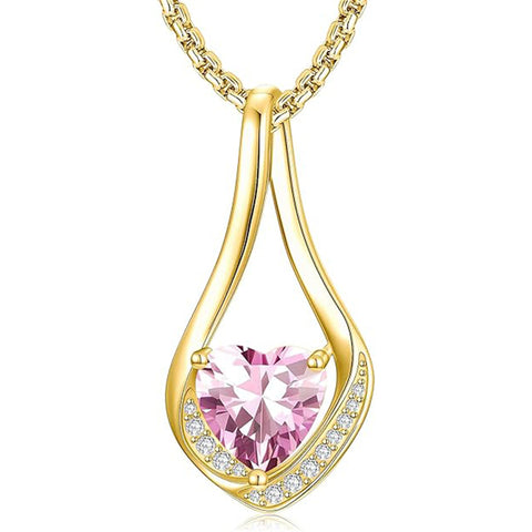 Sterling Silver 18K Yellow/White Gold Plated Forever Love Heart Infinity Pendant Necklace