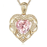 14K Gold Plated Heart Birthstone Heart Necklace for Women Fashion Wedding Anniversary Birthday Gifts
