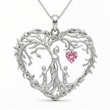 Sterling Silver Heart Pendant Birthstone Tree of Life Mother Child Family Necklace