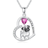 Sterling Silver 12 Month Birthstone Schnauzer Chihuahua Pitbull Pug Pendant Necklace for Women