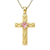 14K Gold Plated Birthstone Cross Pendant Necklace for Women  Anniversary Christmas Birthday Gift