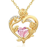 Sterling Silver Birthstone Rose Necklace for Women