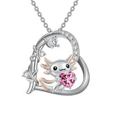 Sterling Silver Birthstone Axolotl Pendant Necklace Jewelry Gifts for Women