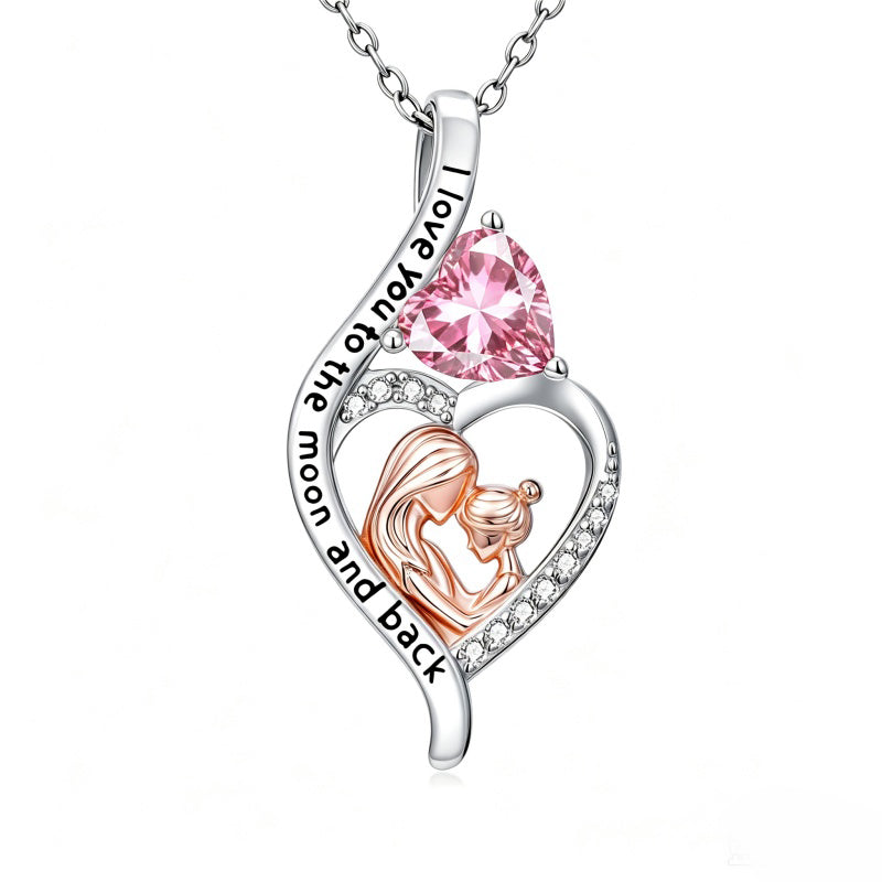 14K Gold Plated Birthstone Heart Infinity Necklace Mother's Day  Gift