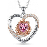14K Gold Plated  Birthstone Rose Flower Necklaces for Women