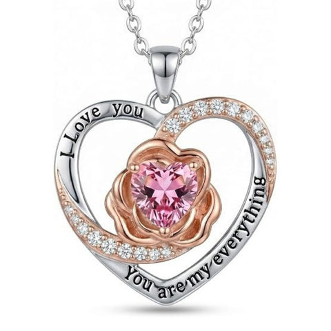 14K Gold Plated  Birthstone Rose Flower Necklaces for Women