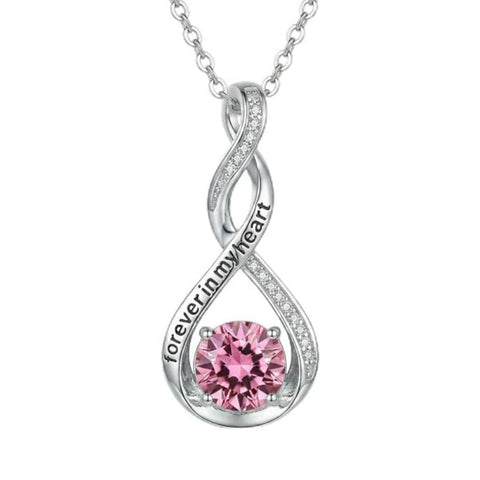 14K Gold Plated 12 Month Birthstone Infinity Twisted Pendant Necklace Mother's Day Christmas Anniversary Birthday Gift