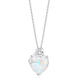 10K 14K 18K White Gold Heart Birthstone Rose Pendant Necklace Mothers Day Gift