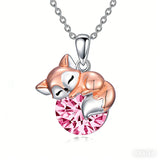 Sterling Silver 12 Month Birthstone Fox Pendant Necklace for Women
