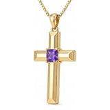 14K Gold Plated  Birthstone Cross Necklace  Pendant Necklace Mother's Day Birthday Gifts for Women