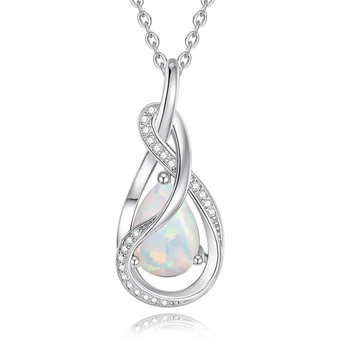 Sterling Silver Teardrop Birthstone Infinity Love Necklace for Women