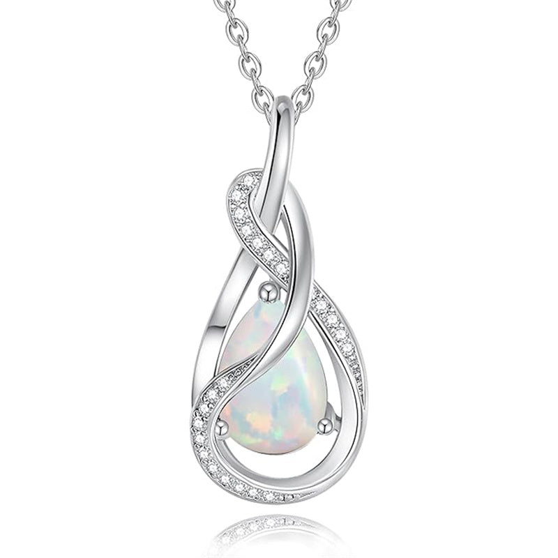 Sterling Silver Teardrop Birthstone Infinity Love Necklace for Women