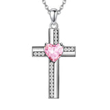 Sterling Silver 12 Birthstones Cross Religious Necklace for Women