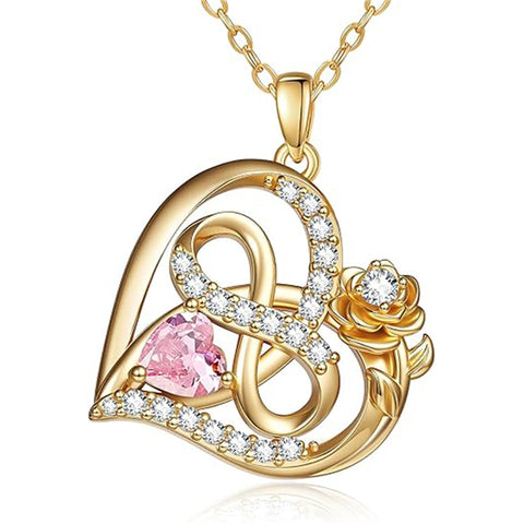 Sterling Silver Birthstone Rose Necklace for Women