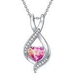 Sterling Silver Birthstone Mom Pendant Necklace Gift for Mother