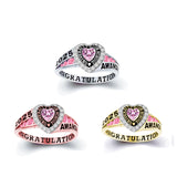 Sterling Silver Personalized Birthstone Engraved Class Rings for Women, College Senior High School Ring