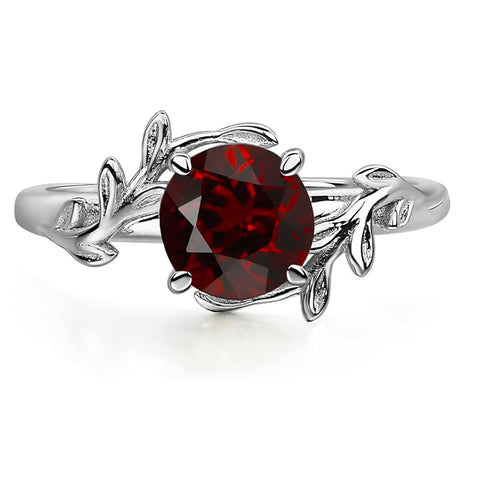Sterling Silver Round Shaped Gemstone Branch Ring