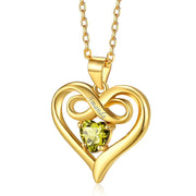 10K Gold 14K Gold 18K Gold  Heart Birthstone Personalized Name  Infinity Symbol Pendant Necklace