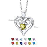 10K Gold 14K Gold 18K Gold  Heart Birthstone Personalized Name  Infinity Symbol Pendant Necklace