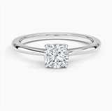 10K Gold 14K Gold 18K Gold  0.5 to 3 CT Cushion Cut Lab Created Diamond Solitaire Engagement Band