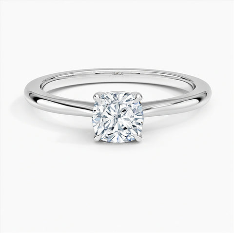 10K Gold 14K Gold 18K Gold  0.5 to 3 CT Cushion Cut Lab Created Diamond Solitaire Engagement Band