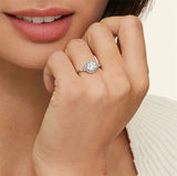 10K Gold 14K Gold 18K Gold  Round 0.75 to 3.25 CT.T.W. Cushion Cut Lab Created Diamond Halo Engagement Band