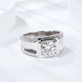 10K Gold 14K Gold 18K Gold Princess Cut Shaped Moissanite Personalized Engraving & Engagement Ring for Men