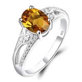 Sterling Silver Oval Shaped 8X6 MM Gemstone Ring Leaf Engagement Ring for Women