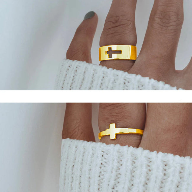 Cross Matching Ring Set Couple Rings His and Hers Ring Jewelry For Couples Girlfriend Boyfriend Personalized Ring