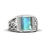 Sterling silver 10K 14K 18K Gold Emerald Cut 4 Carat Mens Gemstone Engagement Ring Promise Ring for Men