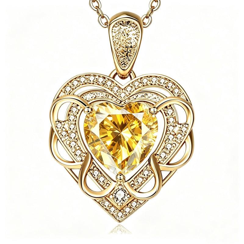 14K Gold Plated Heart Birthstone Heart Necklace for Women Fashion Wedding Anniversary Birthday Gifts
