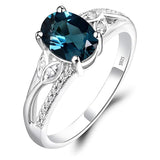 Sterling Silver Oval Shaped 8X6 MM Gemstone Ring Leaf Engagement Ring for Women