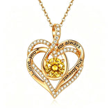 14K Gold Plated Heart Birthstone Infinity Necklace Christmas Valentine Birthday Gift