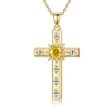 14K Gold Plated Birthstone Infinity  Cross Pendant NecklaceJewelry for Women