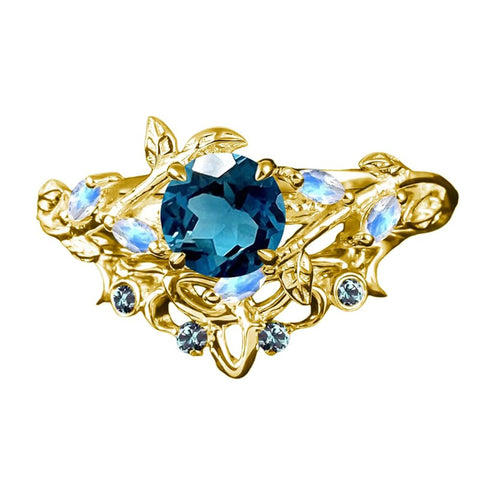 Sterling Silver 1CT Round Gemstone Engagement Wedding Bridal Anniversary Proposal Ring Set for Her