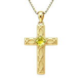 14K Gold Plated Birthstone Cross Pendant Necklace for Women  Anniversary Christmas Birthday Gift