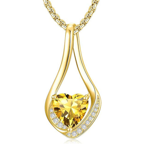 Sterling Silver 18K Yellow/White Gold Plated Forever Love Heart Infinity Pendant Necklace