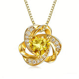 10K 14K 18K Gold 12 Months Birthstones  Love Knot Pendant Necklace