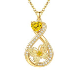 14K Gold Plated Infinity Birthstone  Butterfly Cross Necklace for Women