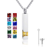 Stainless Steel Birthstones Urn Necklaces for Ashes Cross Cremation Pendant for Men Women Memorial Keepsake Jewelry