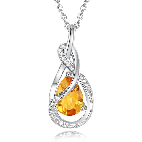 Sterling Silver Teardrop Birthstone Infinity Love Necklace for Women