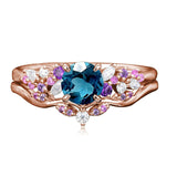 Sterling Silver 1CT Round Gemstone Engagement Promise Anniversary Ring Set for Women